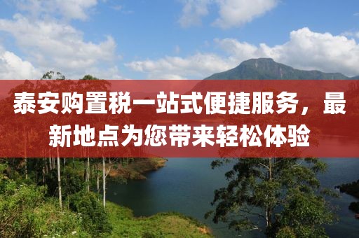 泰安購(gòu)置稅一站式便捷服務(wù)，最新地點(diǎn)為您帶來(lái)輕松體驗(yàn)