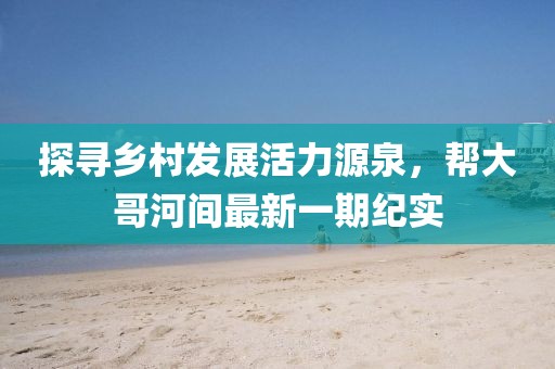 探尋鄉(xiāng)村發(fā)展活力源泉，幫大哥河間最新一期紀實