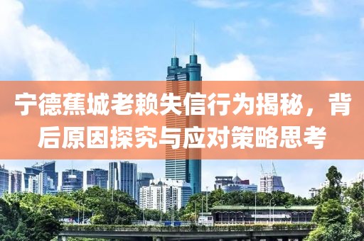 寧德蕉城老賴失信行為揭秘，背后原因探究與應(yīng)對策略思考