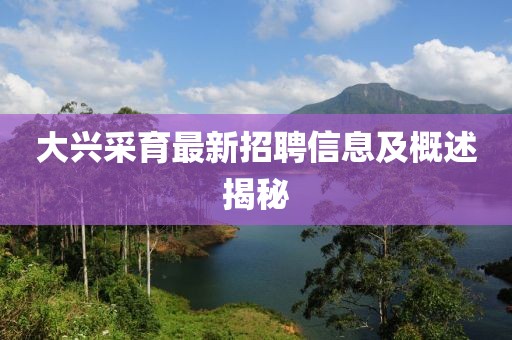 大興采育最新招聘信息及概述揭秘