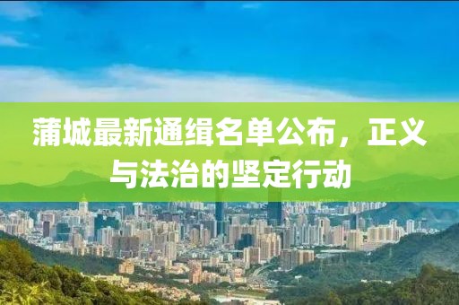 蒲城最新通緝名單公布，正義與法治的堅定行動