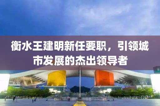 衡水王建明新任要職，引領(lǐng)城市發(fā)展的杰出領(lǐng)導(dǎo)者